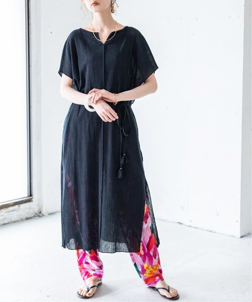 IENA LA BOUCLE(イエナラブークル)の「IENA LA BOUCLE コットンクレープ ロングプルオーバー◆(Tシャツ/カットソー・レディース・ブラック/ブルー・FREE)」の2枚目の写真