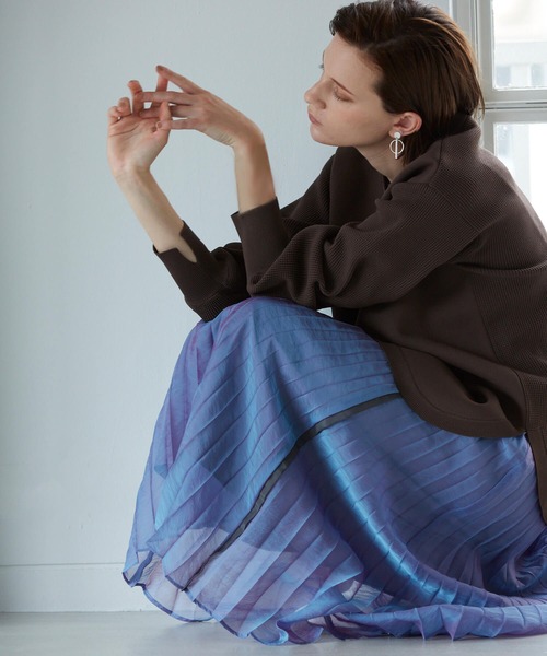 RAW FUDGE（ローファッジ）の「シャンブレーオーガンジープリースカート（スカート・レディース・ブラック/ベージュ/パープル・M）」の4枚目の写真