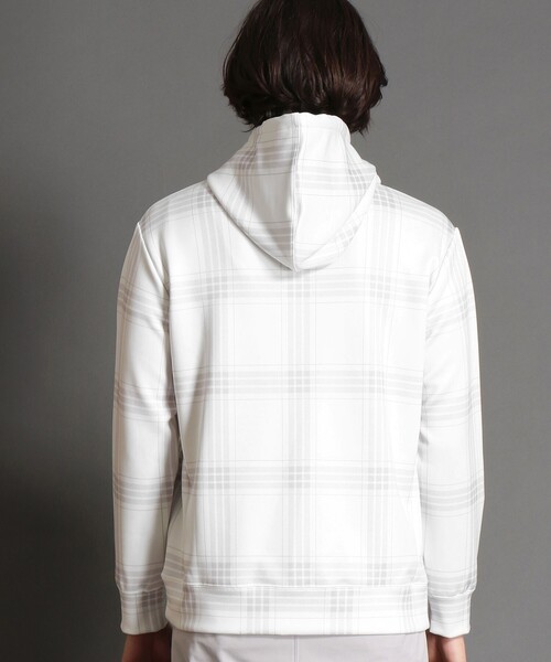 MONSIEUR NICOLE(ムッシュニコル)の「【canal deux Luxe】チェック柄 ダンボールニットフーディ(パーカー・メンズ・ホワイト/ブラック・MEDIUM/X-LARGE/LARGE)」の10枚目の写真