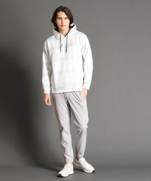 MONSIEUR NICOLE(ムッシュニコル)の「【canal deux Luxe】チェック柄 ダンボールニットフーディ(パーカー・メンズ・ホワイト/ブラック・MEDIUM/X-LARGE/LARGE)」の16枚目の写真
