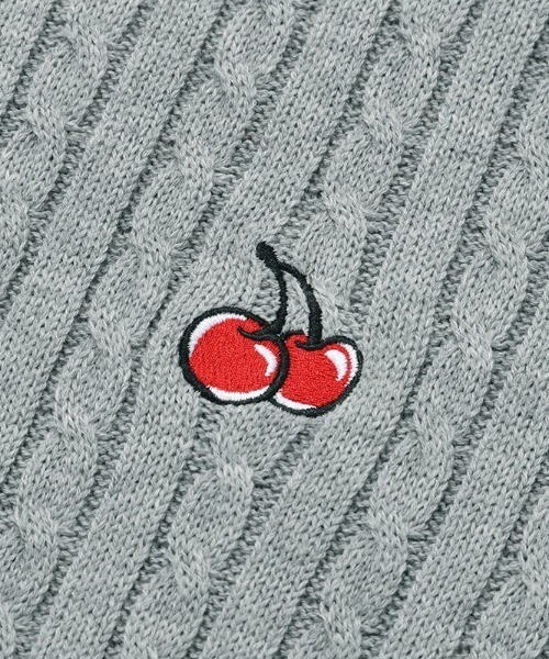 KIRSH(キルシー)の「A'GEM/9 × .kom『KIRSH/キルシー』SMALL CHERRY ROUND KNIT/スモールチェリー クロップド丈 ラウンドニットソー(ニット/セーター・レディース・ネイビー/グレー/グリーン・FREE)」の8枚目の写真