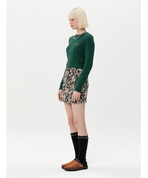 KIRSH(キルシー)の「A'GEM/9 × .kom『KIRSH/キルシー』SMALL CHERRY ROUND KNIT/スモールチェリー クロップド丈 ラウンドニットソー(ニット/セーター・レディース・ネイビー/グレー/グリーン・FREE)」の10枚目の写真