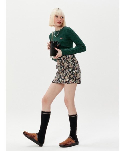 KIRSH(キルシー)の「A'GEM/9 × .kom『KIRSH/キルシー』SMALL CHERRY ROUND KNIT/スモールチェリー クロップド丈 ラウンドニットソー(ニット/セーター・レディース・ネイビー/グレー/グリーン・FREE)」の7枚目の写真