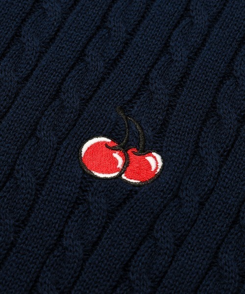 KIRSH(キルシー)の「A'GEM/9 × .kom『KIRSH/キルシー』SMALL CHERRY ROUND KNIT/スモールチェリー クロップド丈 ラウンドニットソー(ニット/セーター・レディース・ネイビー/グレー/グリーン・FREE)」の9枚目の写真