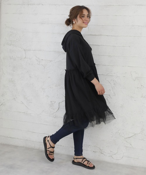 Girly Doll（ガーリードール）の「スウェットチュールドッキングワンピース（ドレス・レディース・ブラック系その他/ホワイト系その他/グレー系その他/ブラック/ホワイト/グレー・M/XL/L）」の22枚目の写真