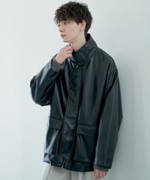 ハイネックレザーブルゾン