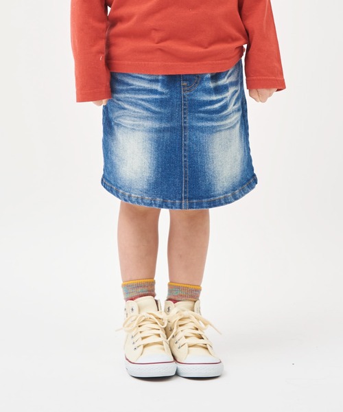 RUGGEDWORKS（ラゲッドワークス）の「《セットアップ可能》　デニムトスカート（デニムスカート・キッズ・サックスブルー/ブルー・90/100/110/120/130/140/150）」の2枚目の写真