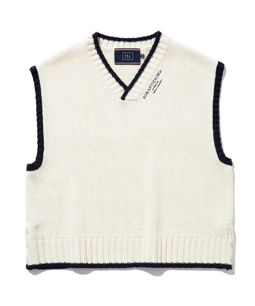 ROMANTIC CROWN(ロマンティッククラウン)の「【ROMANTIC CROWN】SIDE BUTTON VEST / ロマンティッククラウン サイドボタン プレッピー ベスト(ベスト・メンズ・ネイビー/オートミール・SMALL/MEDIUM/LARGE)」の6枚目の写真