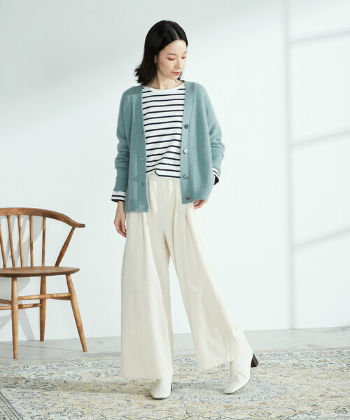 ONIGIRI（オニギリ）の「ラクーン混　ニットカーディガン（カーディガン/ボレロ・レディース・ベージュ/ブラウン/ターコイズブルー・FREE）」の7枚目の写真