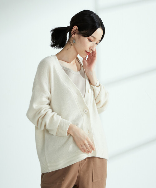 ONIGIRI（オニギリ）の「ラクーン混　ニットカーディガン（カーディガン/ボレロ・レディース・ベージュ/ブラウン/ターコイズブルー・FREE）」の19枚目の写真