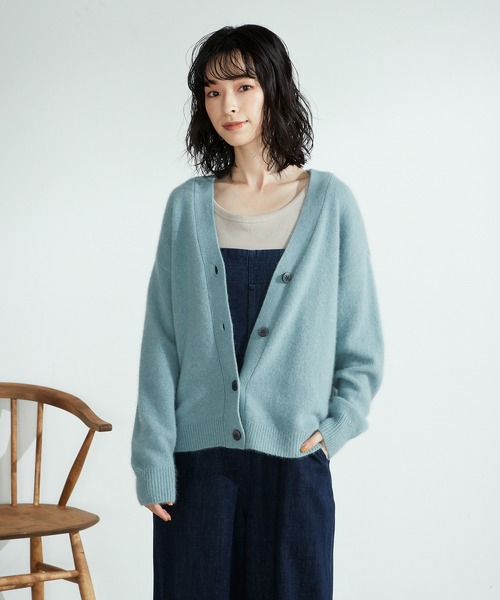 ONIGIRI（オニギリ）の「ラクーン混　ニットカーディガン（カーディガン/ボレロ・レディース・ベージュ/ブラウン/ターコイズブルー・FREE）」の3枚目の写真