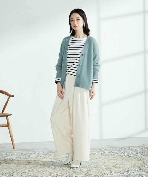 ONIGIRI（オニギリ）の「ラクーン混　ニットカーディガン（カーディガン/ボレロ・レディース・ベージュ/ブラウン/ターコイズブルー・FREE）」の4枚目の写真