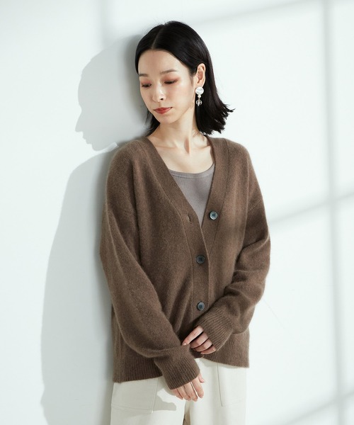 ONIGIRI（オニギリ）の「ラクーン混　ニットカーディガン（カーディガン/ボレロ・レディース・ベージュ/ブラウン/ターコイズブルー・FREE）」の10枚目の写真