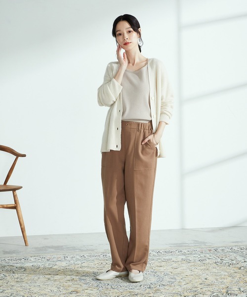 ONIGIRI（オニギリ）の「ラクーン混　ニットカーディガン（カーディガン/ボレロ・レディース・ベージュ/ブラウン/ターコイズブルー・FREE）」の12枚目の写真