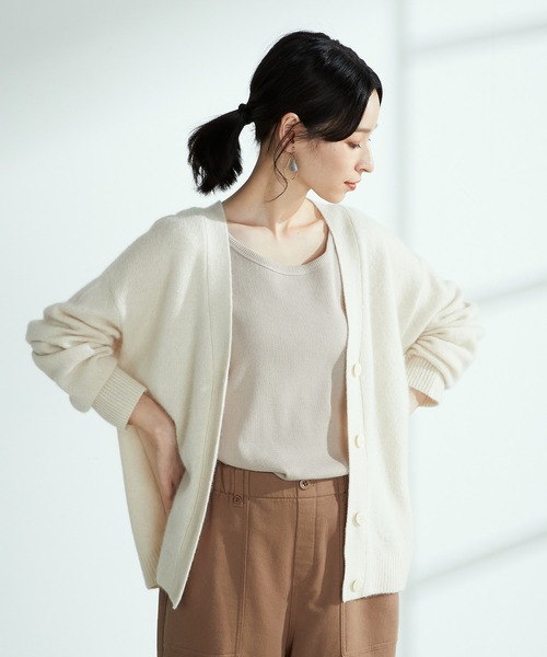 ONIGIRI（オニギリ）の「ラクーン混　ニットカーディガン（カーディガン/ボレロ・レディース・ベージュ/ブラウン/ターコイズブルー・FREE）」の8枚目の写真