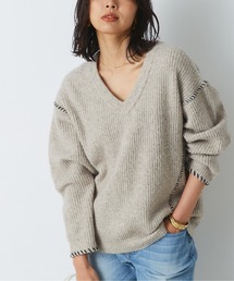 RIVE DROITE | Vネックがボリュームニットに抜け感をプラス　ヤク混ハンドステッチVネックニット(ニット/セーター)