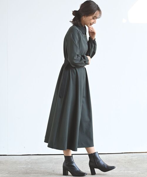 rps（アールピーエス）の「ベルト付きクレリックシャツワンピース（ワンピース・レディース・チャコールグレー/ブラック/ダークグリーン/ピンク/モカ/ブラック系その他2/ボルドー・M/フリー）」の21枚目の写真
