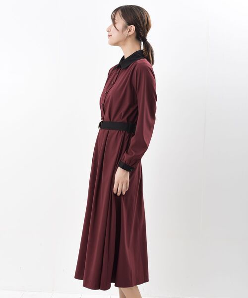 rps（アールピーエス）の「ベルト付きクレリックシャツワンピース（ワンピース・レディース・チャコールグレー/ブラック/ダークグリーン/ピンク/モカ/ブラック系その他2/ボルドー・M/フリー）」の9枚目の写真