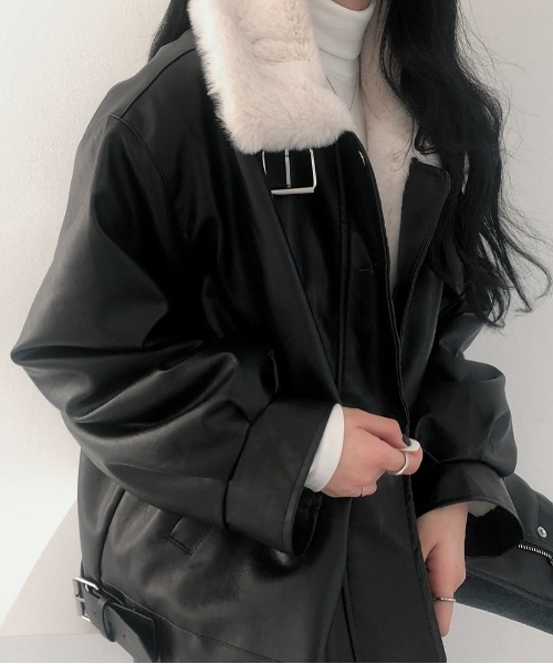 BEIDELLI（ベイデリー）の「[BELLIDE MADE] ファームスタンレザージャケット（ブルゾン・レディース・ブラック・FREE）」の2枚目の写真