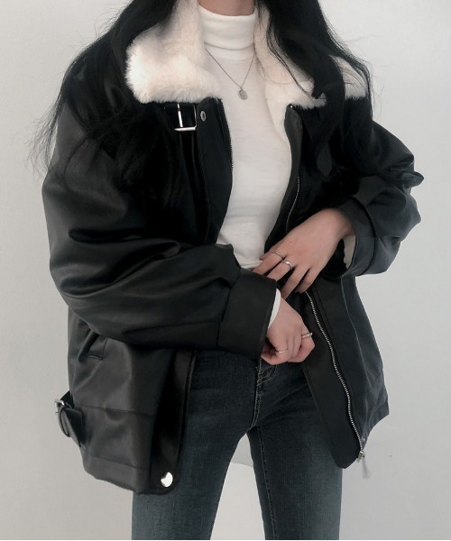 BEIDELLI（ベイデリー）の「[BELLIDE MADE] ファームスタンレザージャケット（ブルゾン・レディース・ブラック・FREE）」の4枚目の写真
