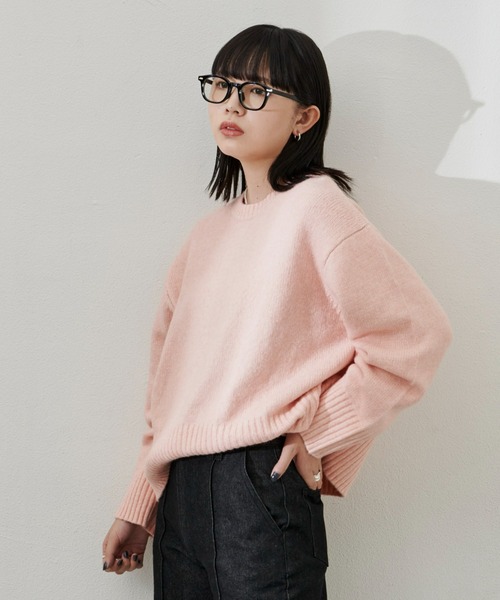 Aunt Marie's（アントマリーズ）の「クルーネックカラーニット（ニット/セーター・レディース・ホワイト/パープル/ピンク/グリーン・FREE）」の14枚目の写真