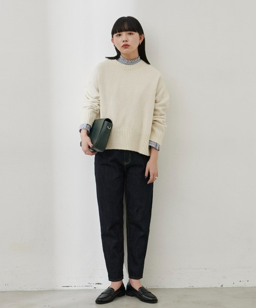 Aunt Marie's（アントマリーズ）の「クルーネックカラーニット（ニット/セーター・レディース・ホワイト/パープル/ピンク/グリーン・FREE）」の13枚目の写真