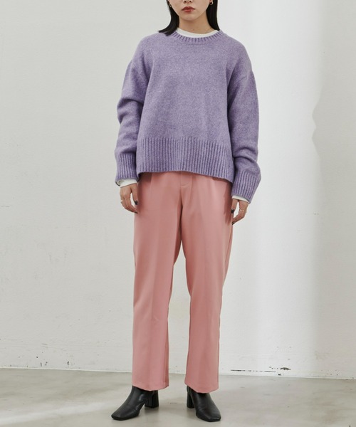 Aunt Marie's（アントマリーズ）の「クルーネックカラーニット（ニット/セーター・レディース・ホワイト/パープル/ピンク/グリーン・FREE）」の18枚目の写真