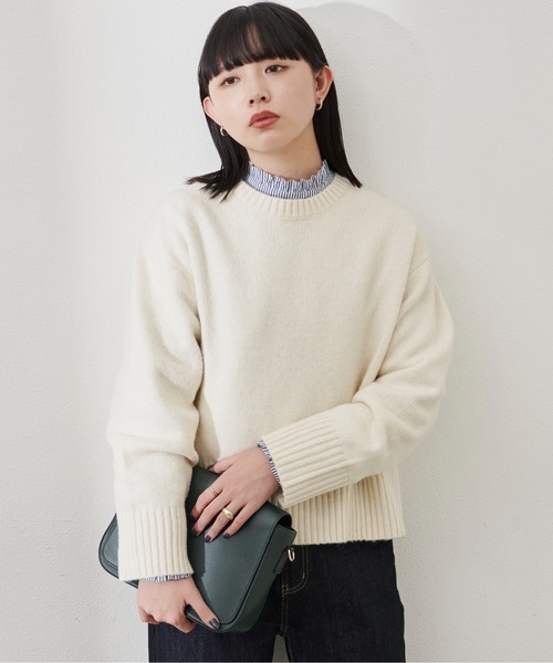 Aunt Marie's（アントマリーズ）の「クルーネックカラーニット（ニット/セーター・レディース・ホワイト/パープル/ピンク/グリーン・FREE）」の21枚目の写真