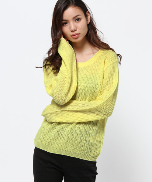 AZUL by moussy（アズールバイマウジー）の「AC片畦バックZIP長袖PO（ニット/セーター・レディース・ライトイエロー/オフホワイト/ブルー/ブラック系その他・SMALL/MEDIUM）」の4枚目の写真