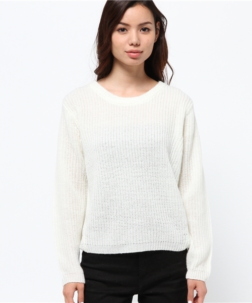 AZUL by moussy（アズールバイマウジー）の「AC片畦バックZIP長袖PO（ニット/セーター・レディース・ライトイエロー/オフホワイト/ブルー/ブラック系その他・SMALL/MEDIUM）」の7枚目の写真