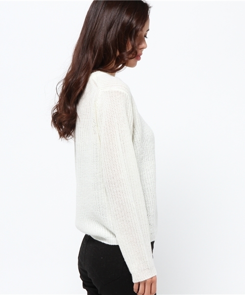 AZUL by moussy（アズールバイマウジー）の「AC片畦バックZIP長袖PO（ニット/セーター・レディース・ライトイエロー/オフホワイト/ブルー/ブラック系その他・SMALL/MEDIUM）」の8枚目の写真