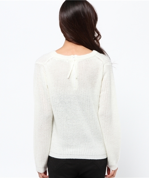 AZUL by moussy（アズールバイマウジー）の「AC片畦バックZIP長袖PO（ニット/セーター・レディース・ライトイエロー/オフホワイト/ブルー/ブラック系その他・SMALL/MEDIUM）」の9枚目の写真