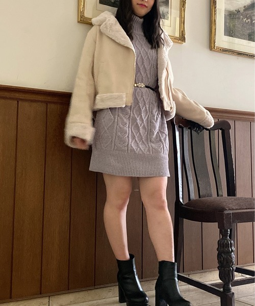 TORTE(トルテ)の「【TORTE】モールケーブルニットワンピース(ワンピース・レディース・ホワイト/パープル/ライトグリーン/ライトピンク・FREE)」の8枚目の写真