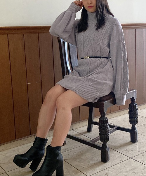 TORTE(トルテ)の「【TORTE】モールケーブルニットワンピース(ワンピース・レディース・ホワイト/パープル/ライトグリーン/ライトピンク・FREE)」の21枚目の写真