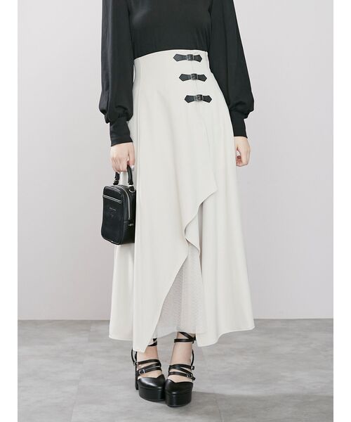 EATME(イートミー)の「ベルテッドチュールコンビスカート(スカート・レディース・ブラック/ベージュ/その他1・SMALL/MEDIUM)」の1枚目の写真