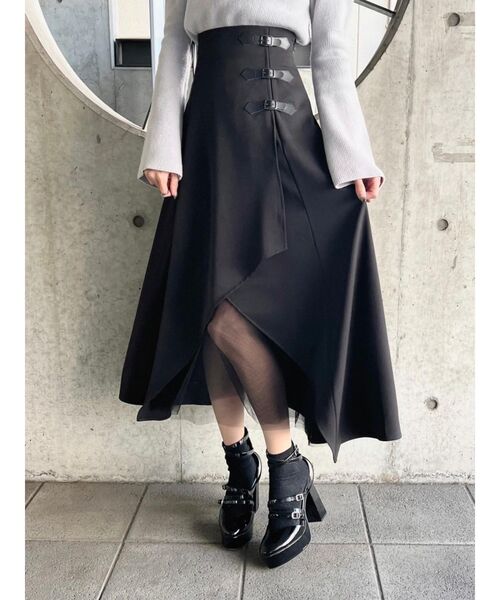 EATME(イートミー)の「ベルテッドチュールコンビスカート(スカート・レディース・ブラック/ベージュ/その他1・SMALL/MEDIUM)」の2枚目の写真