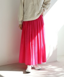 yuni（ユニ ）の「コットンキュプラ product dye pleated gumスカート 