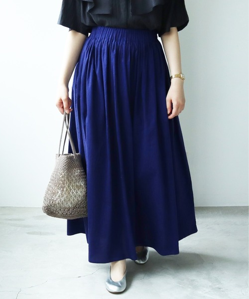 yuni（ユニ ）の「コットンキュプラ product dye pleated gum