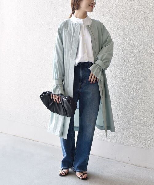 SHIPS シップス ウール　ダブルフェイス　ノーカラーコート　ホワイト　38 SHIPS Primary Navy Label:ウールダブルフェイスノーカラー