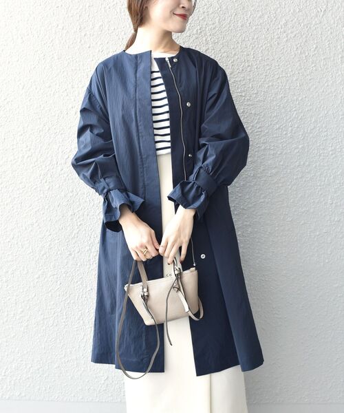 セール】〈手洗い可能〉ドロストコート◇（ノーカラーコート