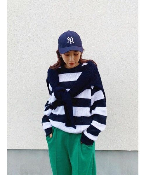 RODEO CROWNS WIDE BOWL（ロデオクラウンズワイドボウル）の「SHARE ワッフルボーダートップス（Tシャツ/カットソー・レディース・ブラック系その他/ベージュ系その他/グリーン系その他・FREE）」の2枚目の写真