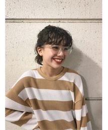 SHARE ワッフルボーダートップス