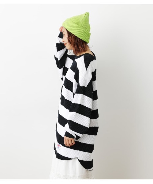 RODEO CROWNS WIDE BOWL（ロデオクラウンズワイドボウル）の「SHARE ワッフルボーダートップス（Tシャツ/カットソー・レディース・ブラック系その他/ベージュ系その他/グリーン系その他・FREE）」の7枚目の写真