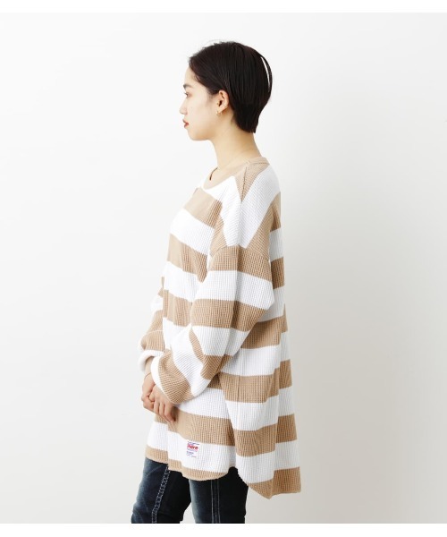 RODEO CROWNS WIDE BOWL（ロデオクラウンズワイドボウル）の「SHARE ワッフルボーダートップス（Tシャツ/カットソー・レディース・ブラック系その他/ベージュ系その他/グリーン系その他・FREE）」の13枚目の写真