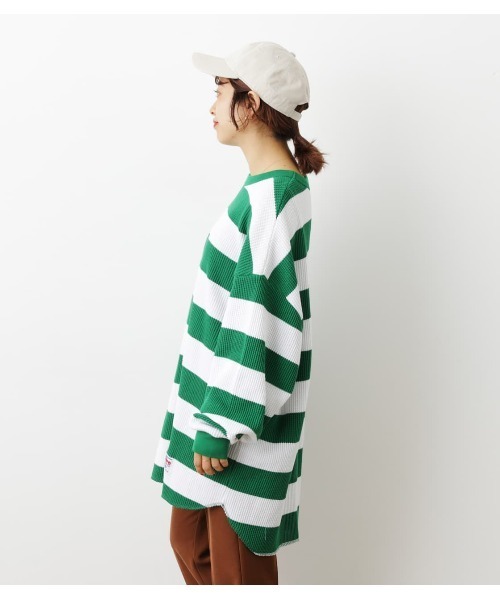 RODEO CROWNS WIDE BOWL（ロデオクラウンズワイドボウル）の「SHARE ワッフルボーダートップス（Tシャツ/カットソー・レディース・ブラック系その他/ベージュ系その他/グリーン系その他・FREE）」の16枚目の写真