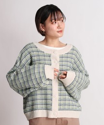 ツイードライククルーネックカーディガン 2WAY