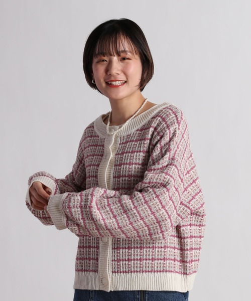 cepo(セポ)の「ツイードライククルーネックカーディガン 2WAY(ニット/セーター・レディース・ピンク/オレンジ/ブルー・M)」の9枚目の写真