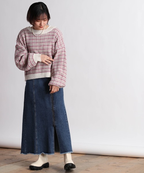 cepo(セポ)の「ツイードライククルーネックカーディガン 2WAY(ニット/セーター・レディース・ピンク/オレンジ/ブルー・M)」の16枚目の写真