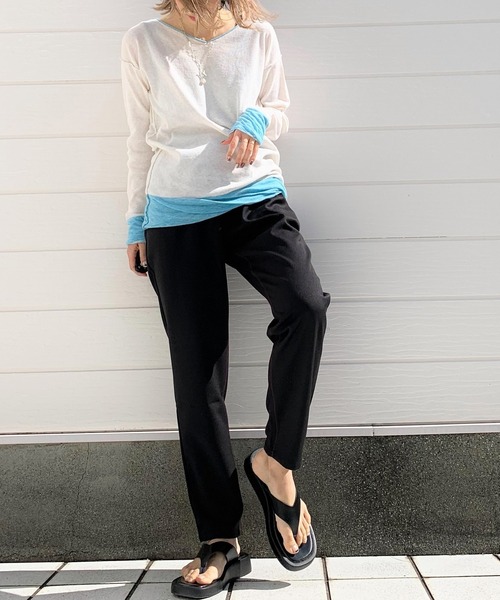 Q（キュー）の「BROS 袖ボーダーニット（ニット/セーター・レディース・ネイビー/アイボリー・MEDIUM）」の9枚目の写真