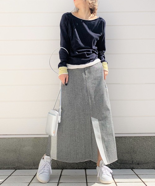 Q（キュー）の「BROS 袖ボーダーニット（ニット/セーター・レディース・ネイビー/アイボリー・MEDIUM）」の10枚目の写真